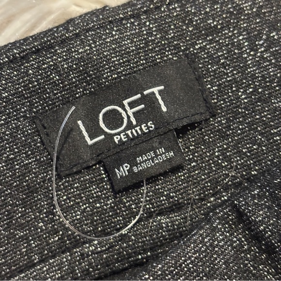 LOFT PETITES Silver Metallic Dress Stretch pull on Pants Skinny Legging MP - Picture 4 of 9
